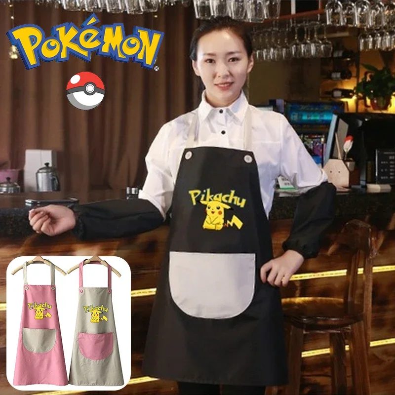 Delantales de cocina de Pokemon Pikachu para mujer, delantal bonito de animación para hombres adultos, cocina casera, babero para hornear, restaurante, Bar, ropa de Chef