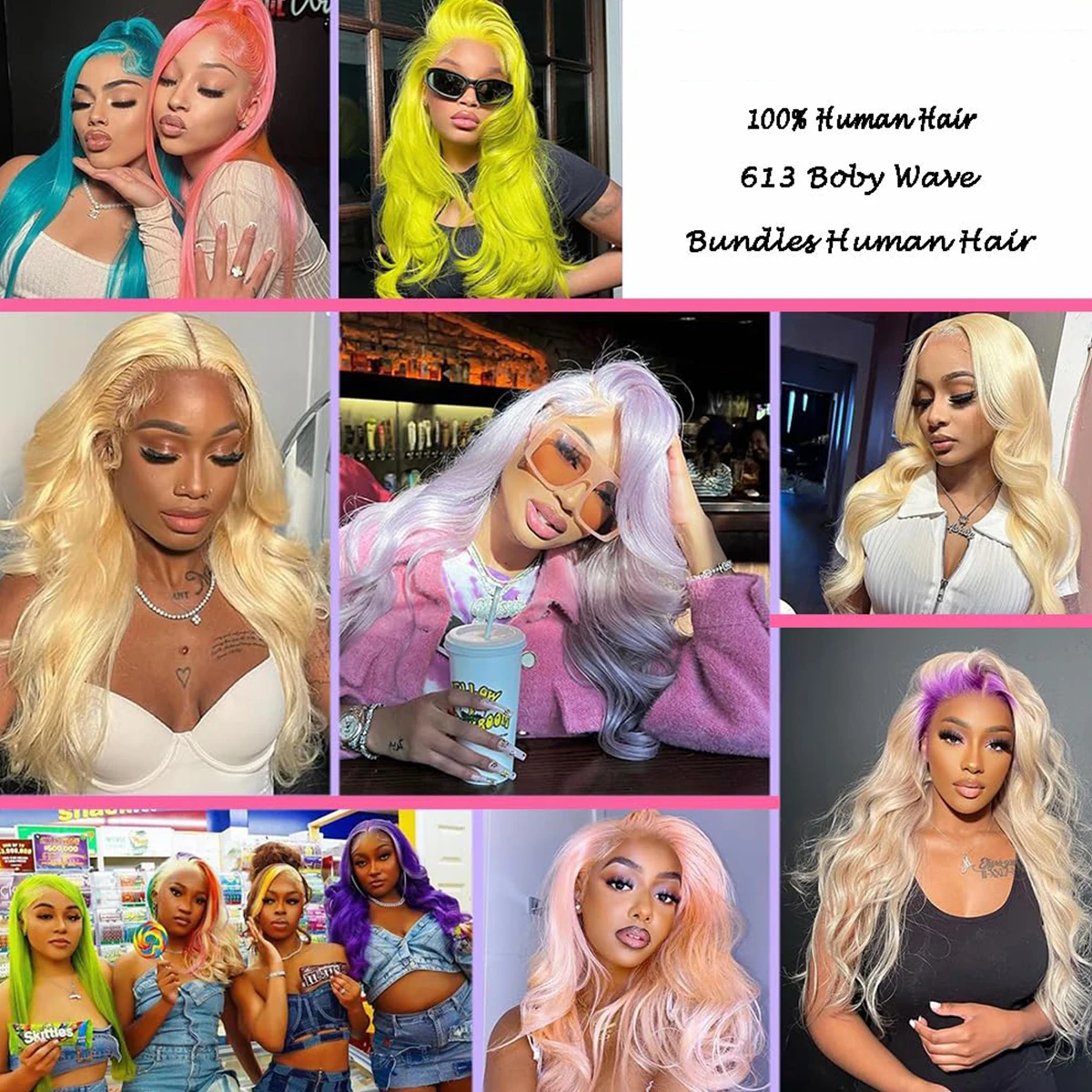 16Aブロンド613カラーボディウェーブ人毛束30インチ100%未処理ブラジルカラーロウ人毛エクステ女性用