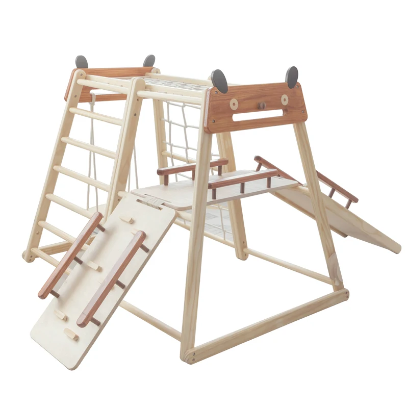 Montessori Furniture Indoor Playground Slides Kids Swing Wooden Climbing Rope Frame Spielplatz Home Exercise Equipment