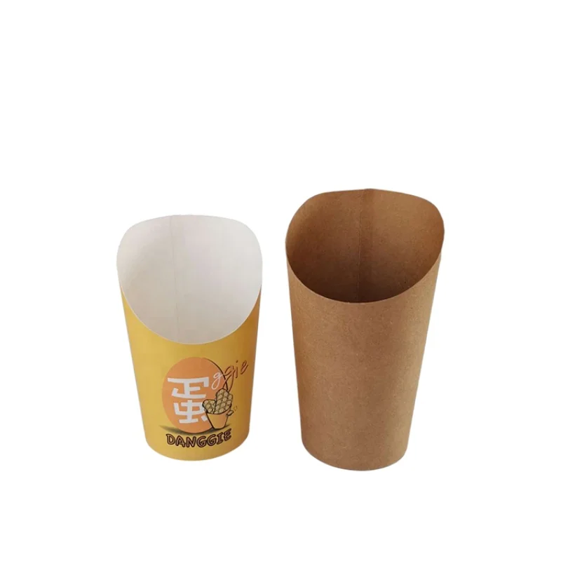 Kunden spezifisches Produkt Einweg braunes Kraft papier Lebensmittel behälter Pommes Frites Halter, Pommes Frites Tasse