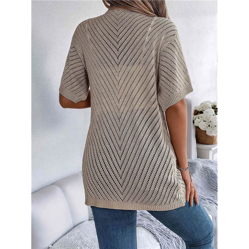 

AOAO-Summer Cardigan Women's Short Sleeve V Neck Crochet Loose Front Open Hollow Cover Up