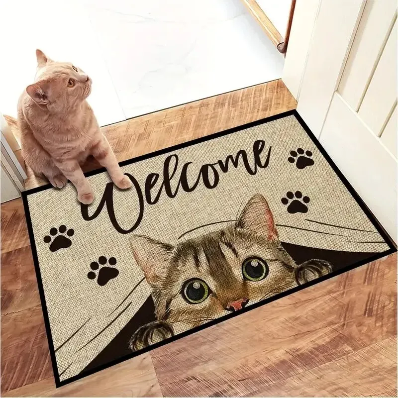 Super Absorbent Bath Mat Four Cats Living Room Rugs Entrance Doormat Home Balcony Decor Prayer Rug Non-slip Kitchen Door Mats Su