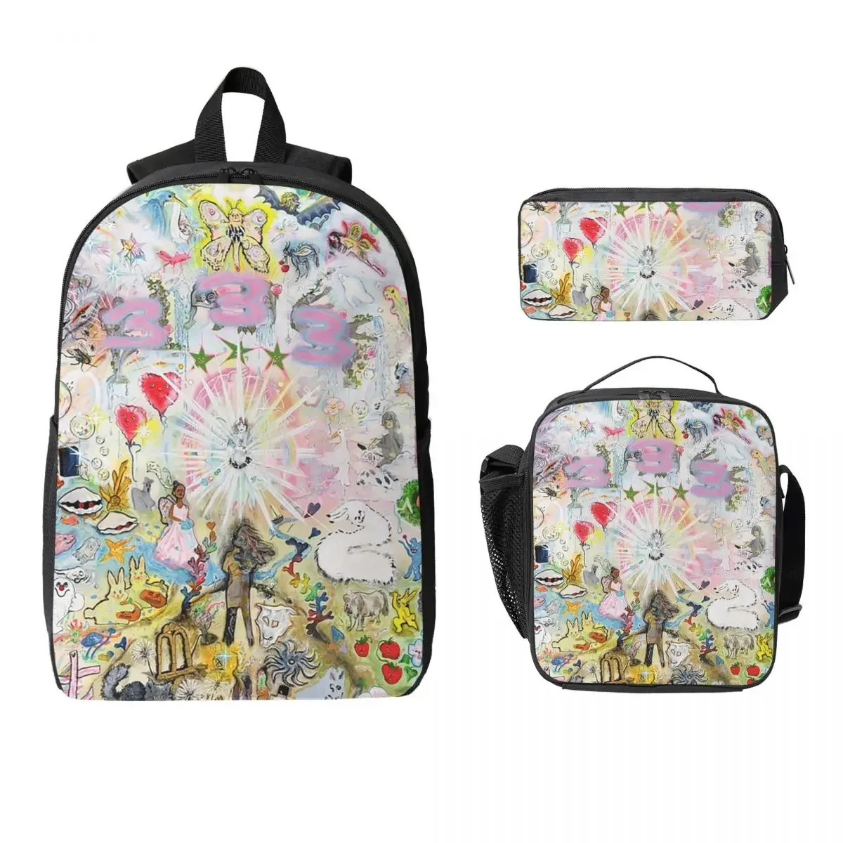 Drain Gang Bladee 333 Album Cov Backpack Boys Girls BookBag School Bag Computer Shoulder Bag 3ps Insulated Lunch Bag Pencil Case