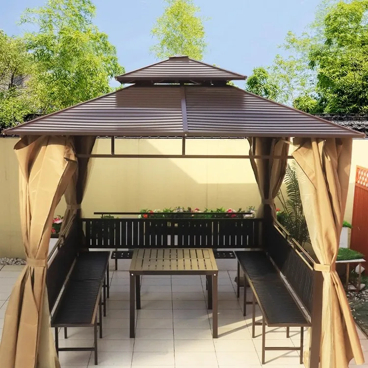 

Terrace four corners gazebo outdoor leisure courtyard awning outdoor galvanized tent rainproof