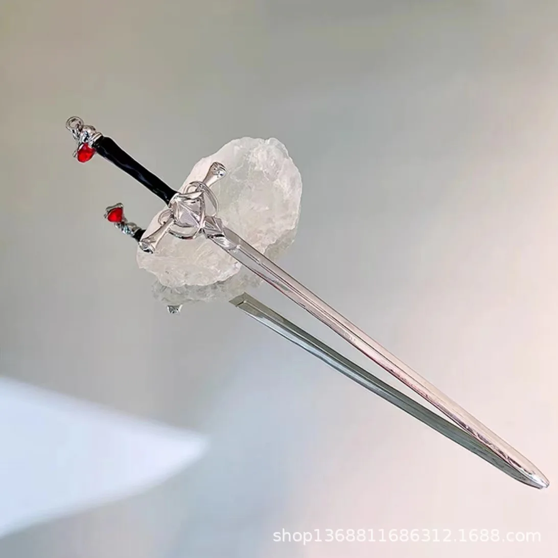 Vintage Sword Alloy Hairpin For Women Girls Silver Color Metal Hair Accessories Party Birthday Daily Jewelry image 2