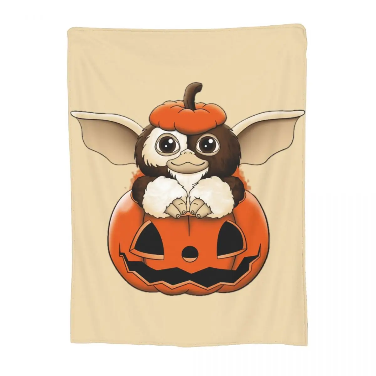 Spooky Mogwai Pumpkin Throw Blanket Flannel Bed Gremlins Halloween Throw Blanket Cozy Super Soft for Office Bedspreads