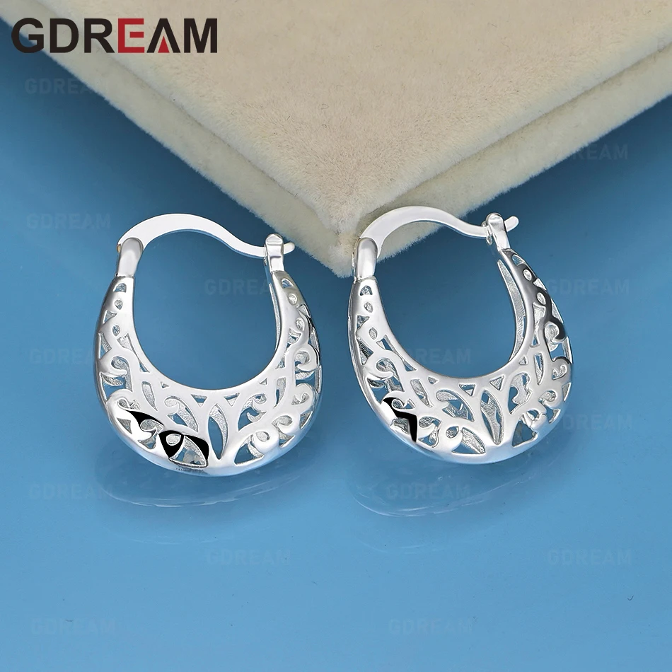 

GDREAM 925 Sterling Silver Hollow Pattern U-Shaped Earrings Woman Unique Gift All-Match Party Jewelry
