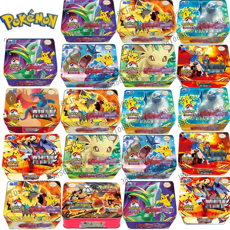 2026 NEU 42-teiliges Set Eisenmetallbox Pokémon-Karten Kampfspielzeug Verlorene Pokémon-Box mit Spiel-Anime-Karten