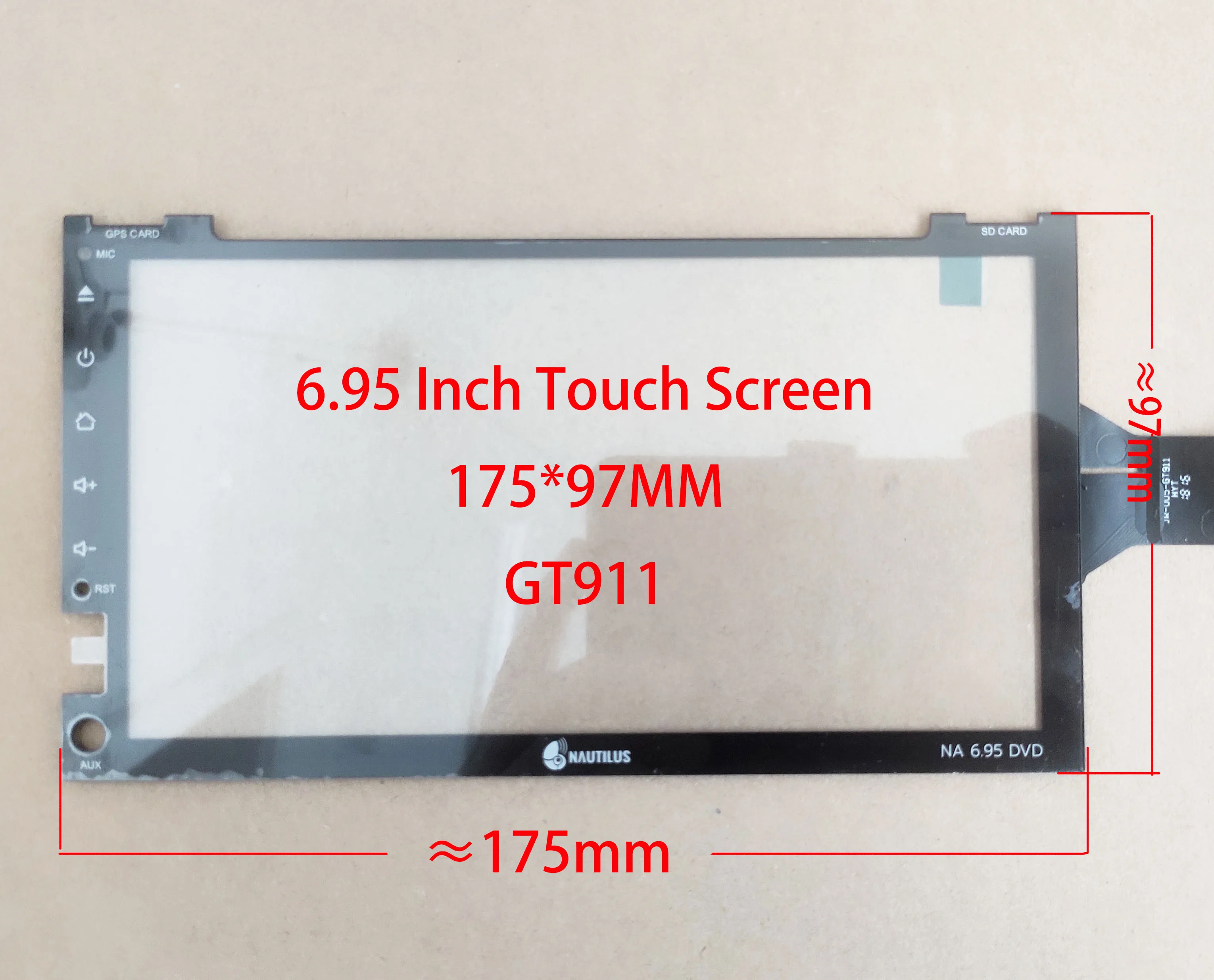 

6.95 Inch Capacitive Touch Screen Sensor Digitizer Paenl Glass 175*97mm JR-005-GT911 6Pin Toyota Honda Hyundai