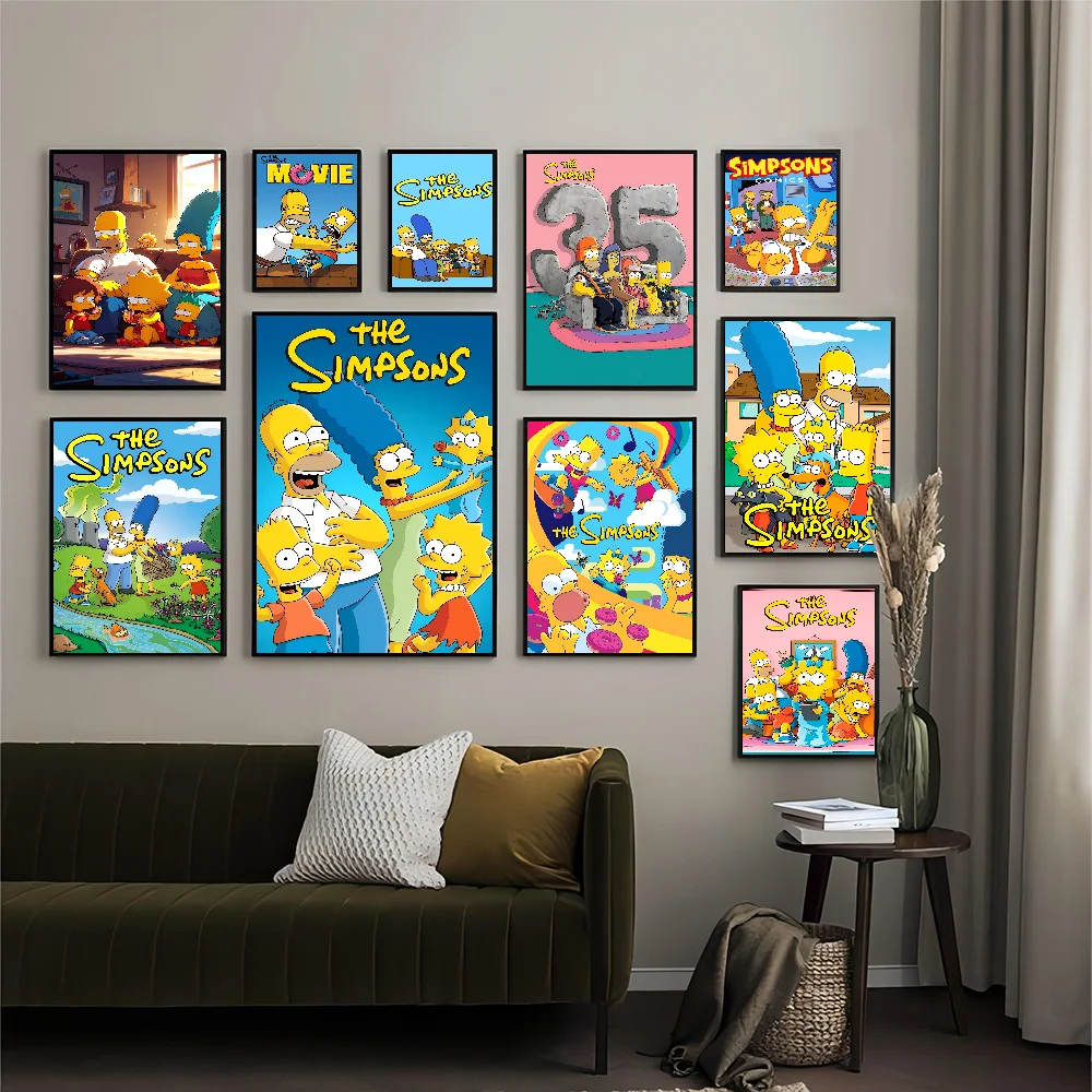 Cartoon T-The S-Simpsons Classic Vintage Posters Decoracion Painting Wall Art White Kraft Paper Kawaii Room Decor