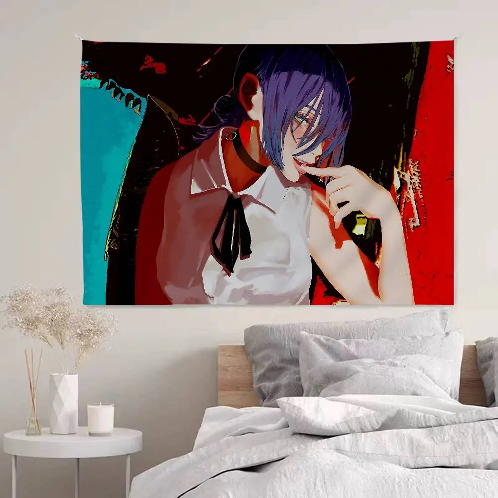 Popular Action Anime C-Chainsaw M-Man R-Reze A-Arc Printed Large Wall Tapestry Indian Buddha Wall Decoration Witchcraft Bohemian