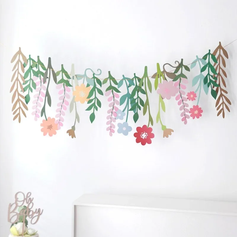 Happy Spring Theme Birthday Party Decor, Flor, Plantas Banner, Kids Favor Bedroom Decor, Dia das Crianças Dia das Mães