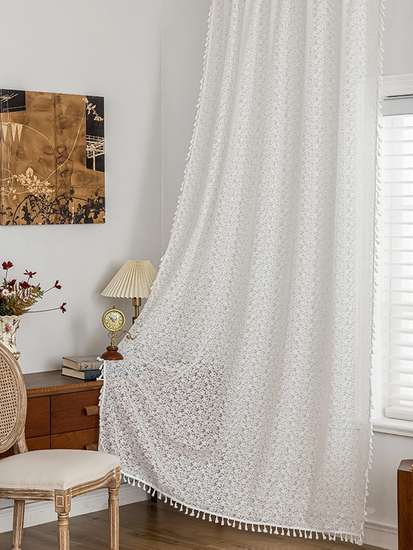 White Hollow Lace Short Curtain Cabinet Door Curtain Cover Curtain Literary Decoration Curtain