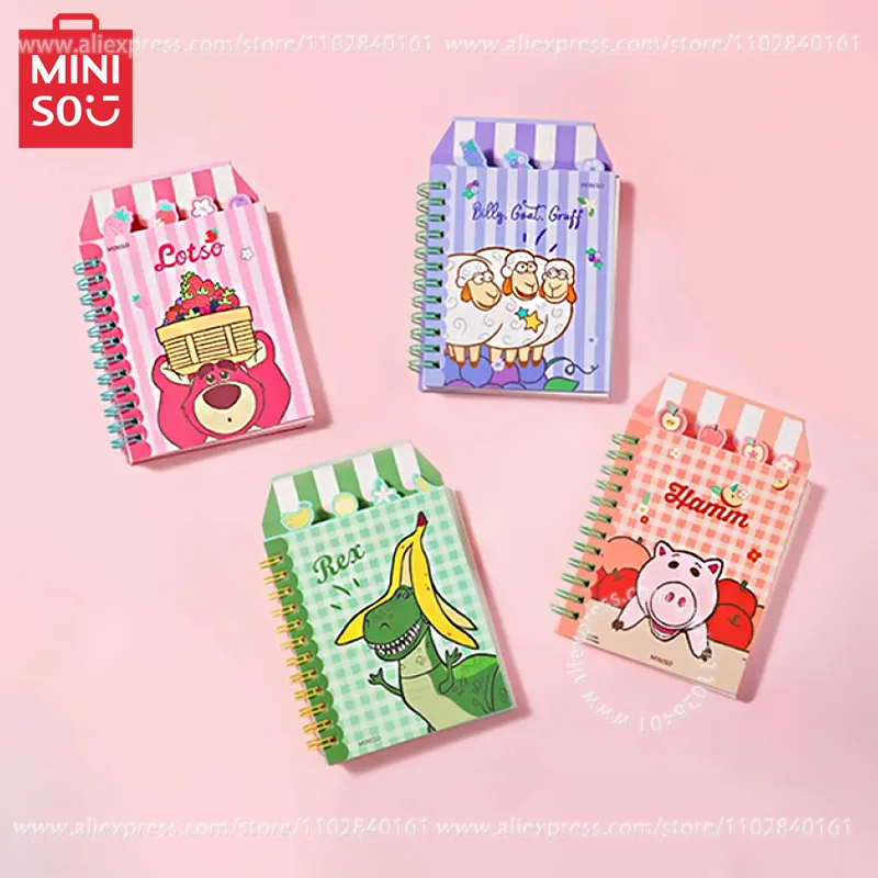 MINISO Disney Pixar Fruit Market Series Index Coil Notebook Cartoon Peripherals Lotso Ham Billy Goat Gruff Rex Student Notes