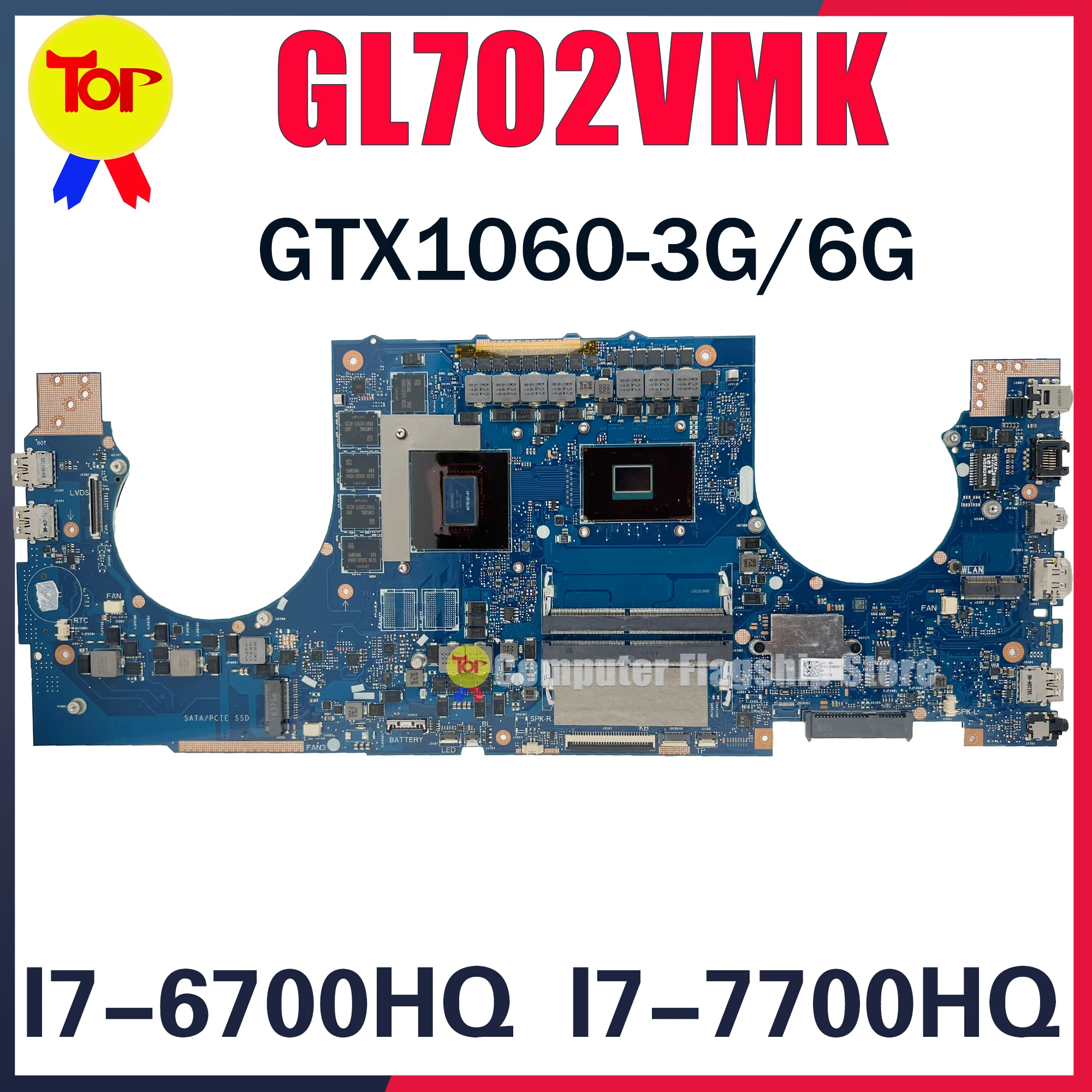 KEFU GL702VM Laptop Motherboard For ASUS FX70V GL702VMK GL702VML GL702 Mainboard i5 i7 GTX1060-3G/6G 100% Test OK