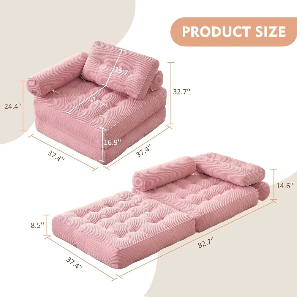 Poltrona Compacta Rosa para Espaços Pequenos: Solução para Sala de Estar e Quarto com Almofada Embutida