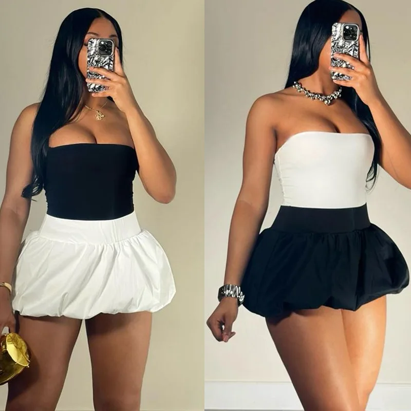 Ball Gown Skirts Women Y2K Hottie 2024 Summer Trend Midnight Waistband Miniskirts Birthday Streetwear Wild Bottoms