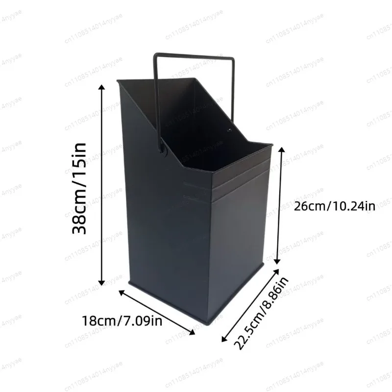 Ash Bucket with Lid Shovel and Brush Square Angled Spout Fireplace Tools for Indoor Outdoor Fire Pit