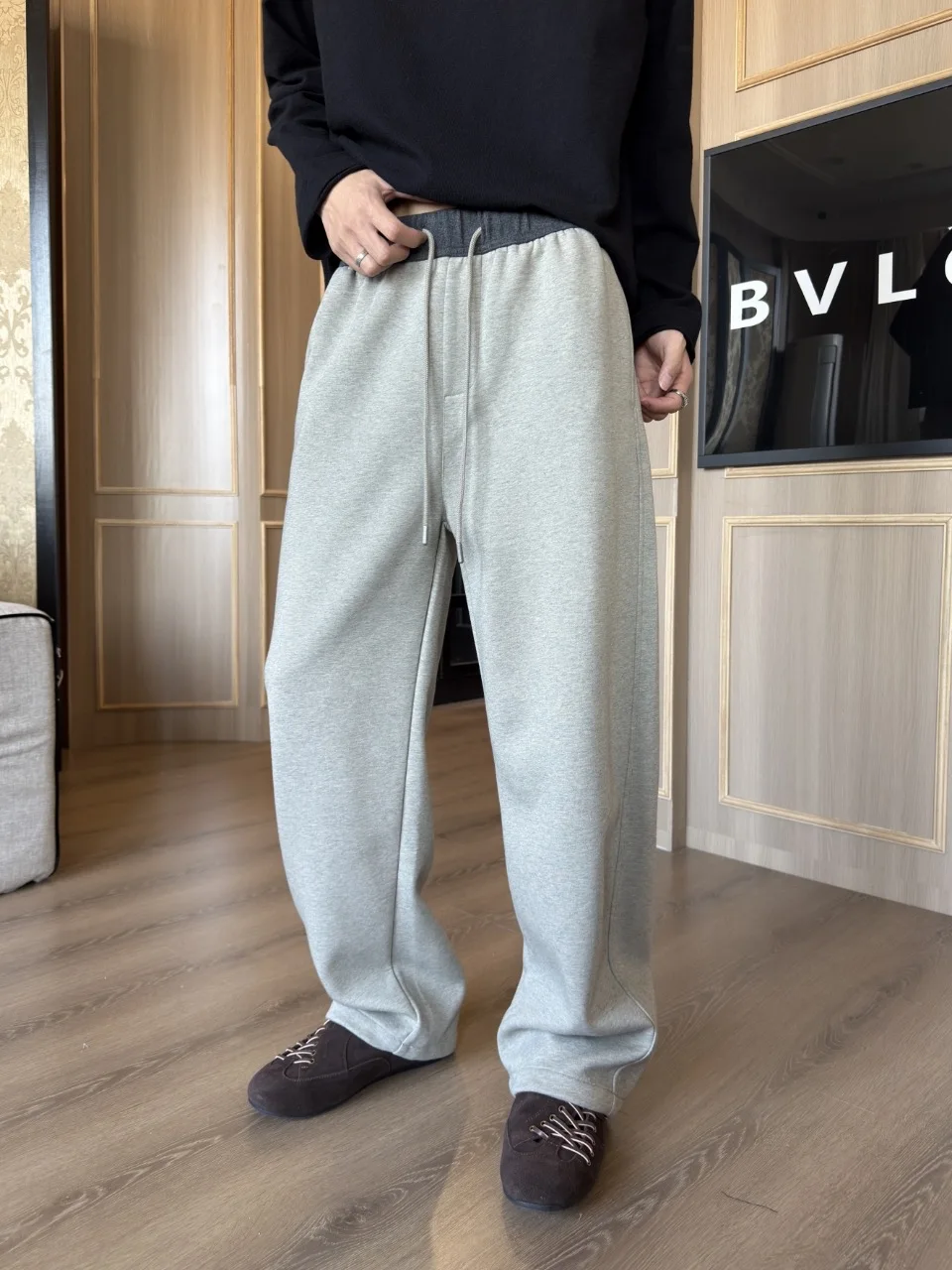 

American Retro Splicing Color Blo Casual Pants Men's Sport Commuting Knitted Straight Leg Cotton Spring New Arrival