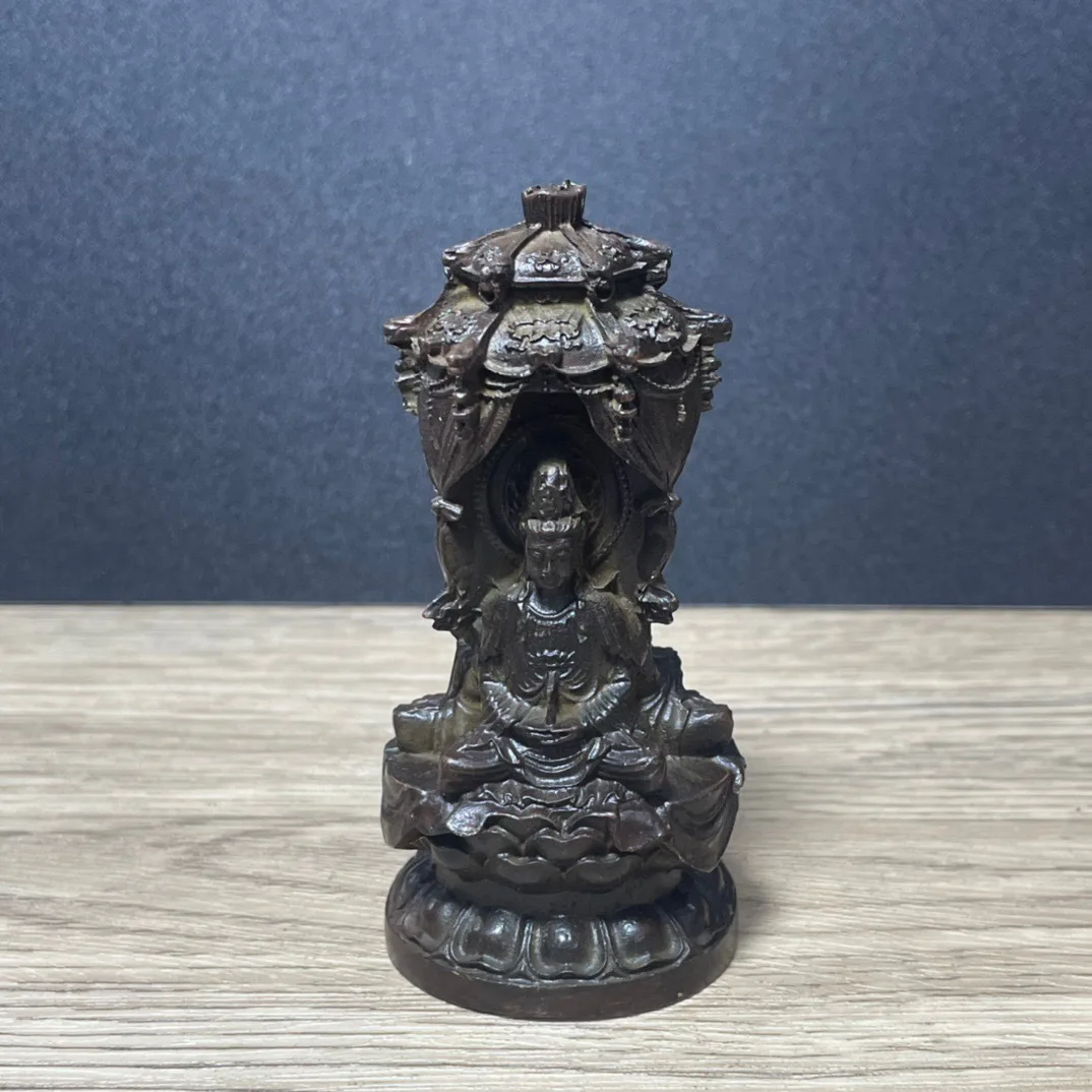 

Chinese antique collect Western Three Saints statue home office Feng Shui Auspicious Statue decor three sided Buddha handicraft