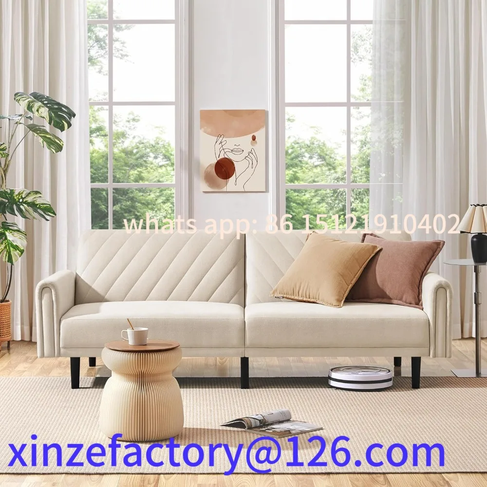 

Customizable 201 Cm Convertible Sofa Bed, Click-and-click Futon Sofa, Stylish Multi-functional Sofa Bed