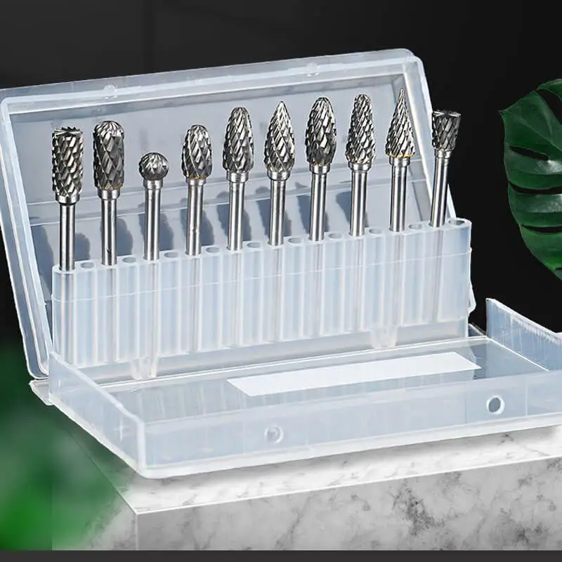10pcs 3mm Shank Cemented Carbide Milling Cutter Burr Diamond Cut Rotary Dremel Tools Electric Grinding Rotary Tools