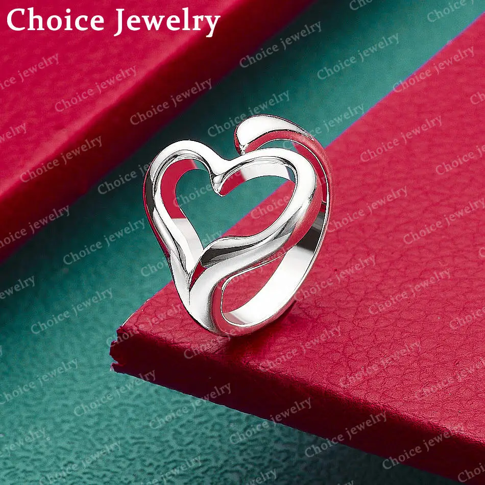 Verstellbarer Herz-Verlobungsring aus 925er-Sterlingsilber für Damen, Modeschmuck, Charme, Anmut, edle Hochzeitsaccessoires
