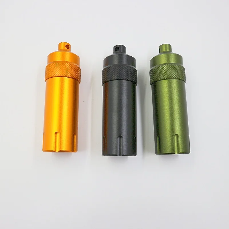 Portable Waterproof Capsule Seal Bottle Aluminum Alloy Outdoor Survival Pill Box EDC Sealed Container Canister With Tactical Pen