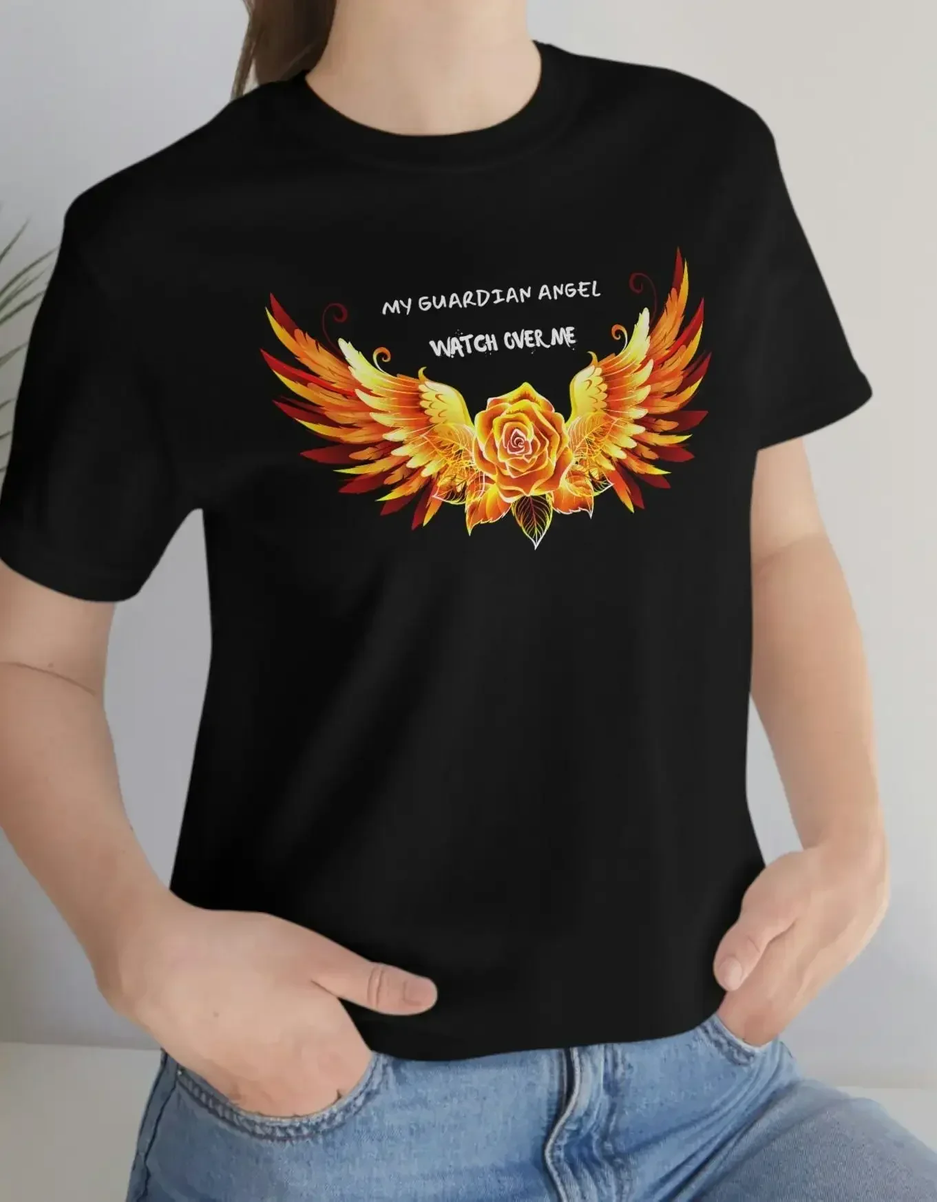 Guardian Angel T Shirt My Watch Over Me Angle Wing Memorial