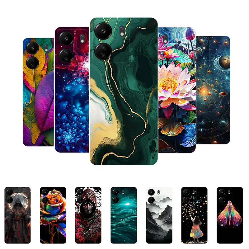 For Xiaomi Poco C65 4G Case Marble TPU Soft Black Silicone Cover Phone Case for Poco C65 Funda PocoC65 Cases C 65