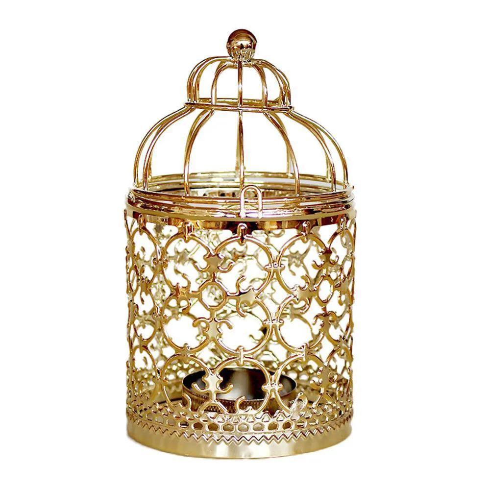 Birdcage Shape Metal Candle Holder Lantern Hollow Candle Stand Home Decor Dinner Party Wedding Party Candle Holder Decoration