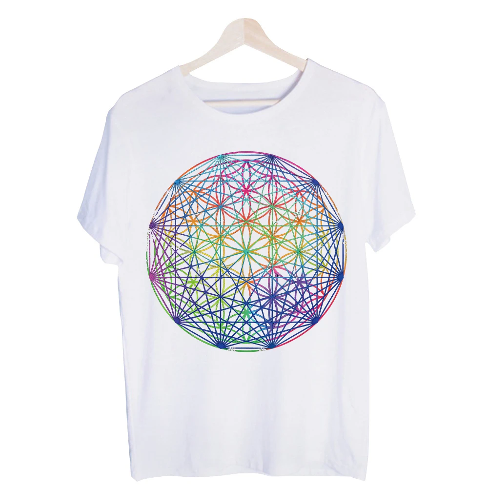 Men's Colorful Geometric Sphere Graphic Tee, Artistic Print Short Sleeve T-Shirt for Casual Streetwear and Daily Wear