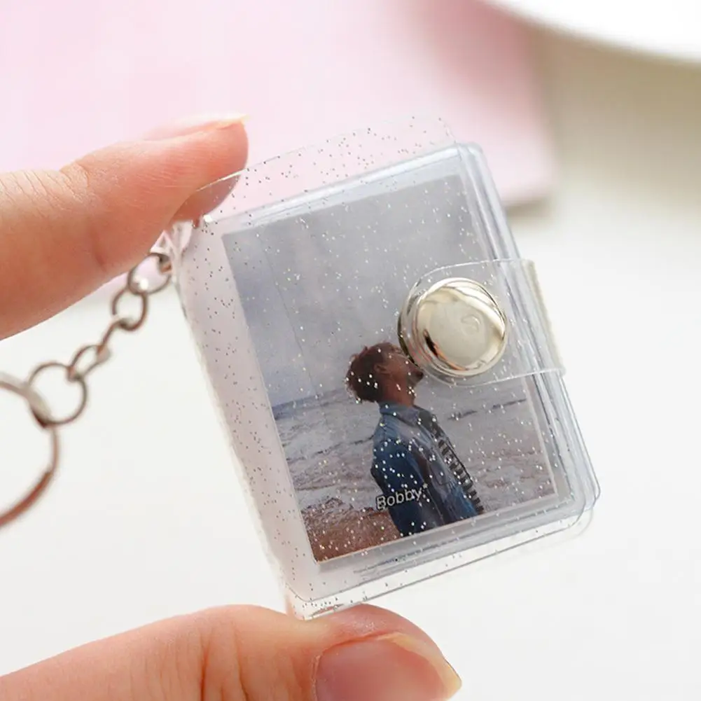 New 2inch Holder Pockets Photo Transparent DIY Mini Photo Album Keychain Portable Certificate Photo Storage Portable Key 