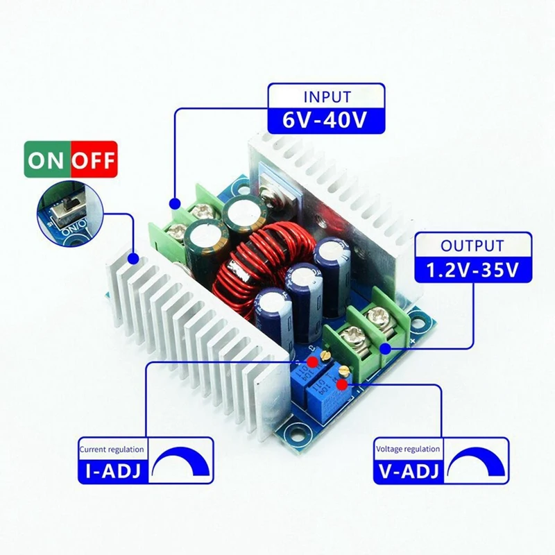 300W 20A LED Driver DC-DC Buck Converter Step Down Module With Constant Current & Electrolytic Capacitor