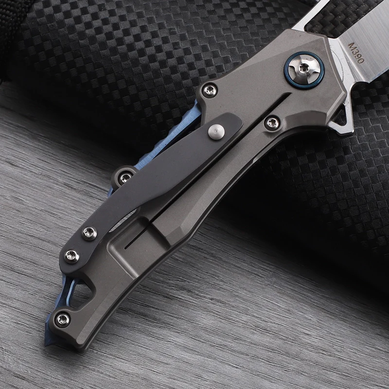 M390 Steel Titanium Alloy Handle Folding Knife Outdoor Camping High Hardness Lightweight Pocket EDC