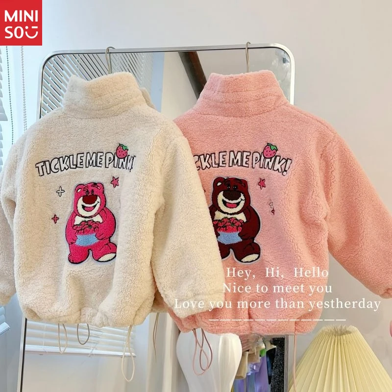 Disney Lotso Bear Plush Jacket for Girls 2025, Cute Quilted Baseball Style Coat