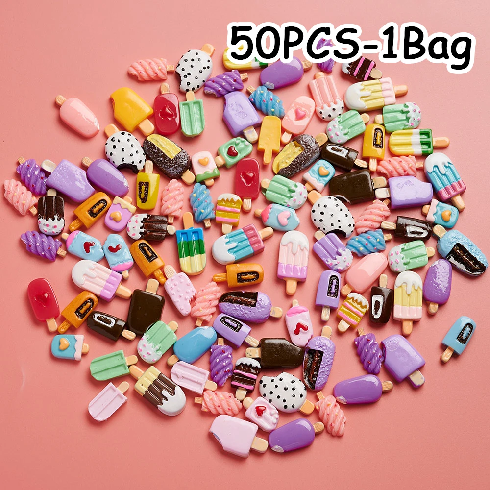 20/50Pcs Pink Kawaii Press-on Nails Charms 3D Resin Decoration Bulk Cartoon Jewelrys Accessory DIY Summer Manicure Ornament\