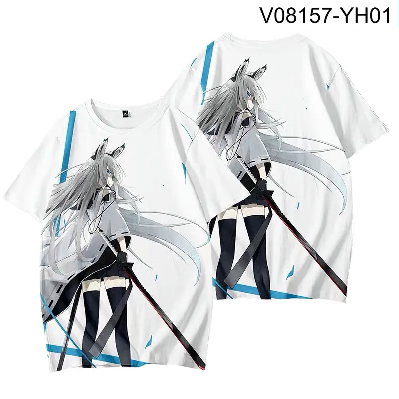 VTuber-Shirakami Fubuki Impressão 3D T-Shirt, Gola Redonda, Manga Curta, Streetwear Popular, Moda Verão, Plus Size