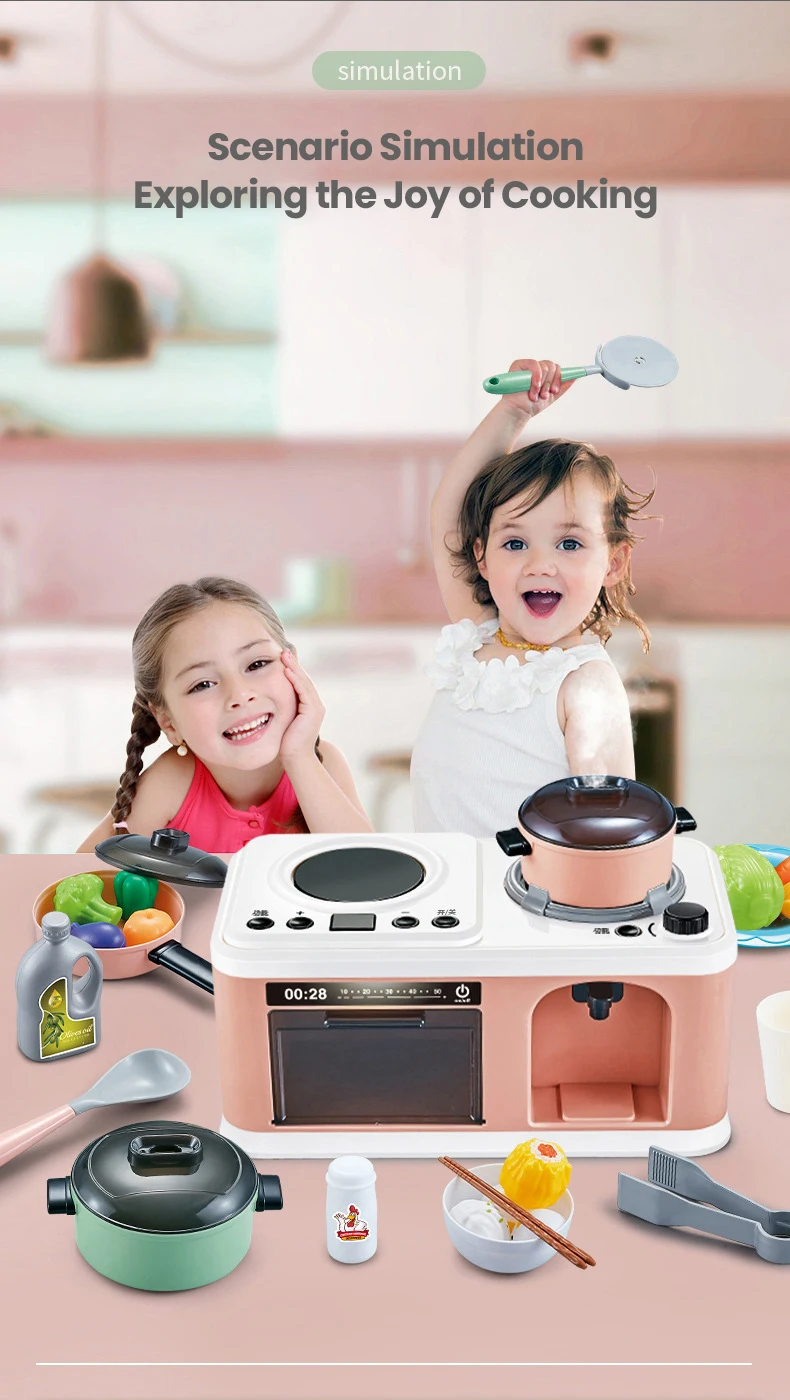 Juguete de cocina de imitación, estufa eléctrica, utensilios de cocina, accesorios de cocina, comidas educativas, utensilios de cocina en aerosol, juguete de cocina, regalo para niña