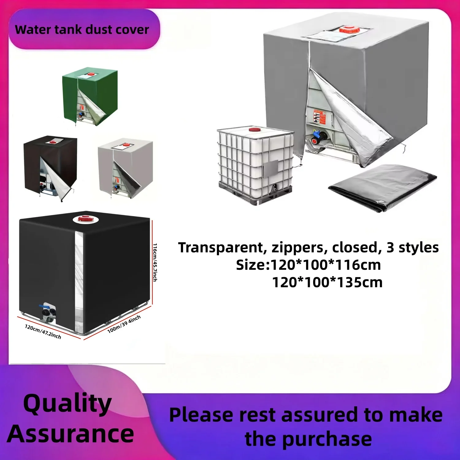 IBC Tank Cover 600 L  Heavy Cloth Green Grey Black UV Protection Dustproof 1000L IBC Tote Covers For Water Tank 275 Gallon