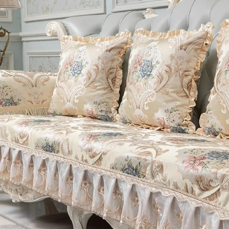 

Big Hem Style Sofa Cushion Anti Slip All Season Universal High-end Sofa Cushion Luxurious Cover Cloth Cushion Seat towel