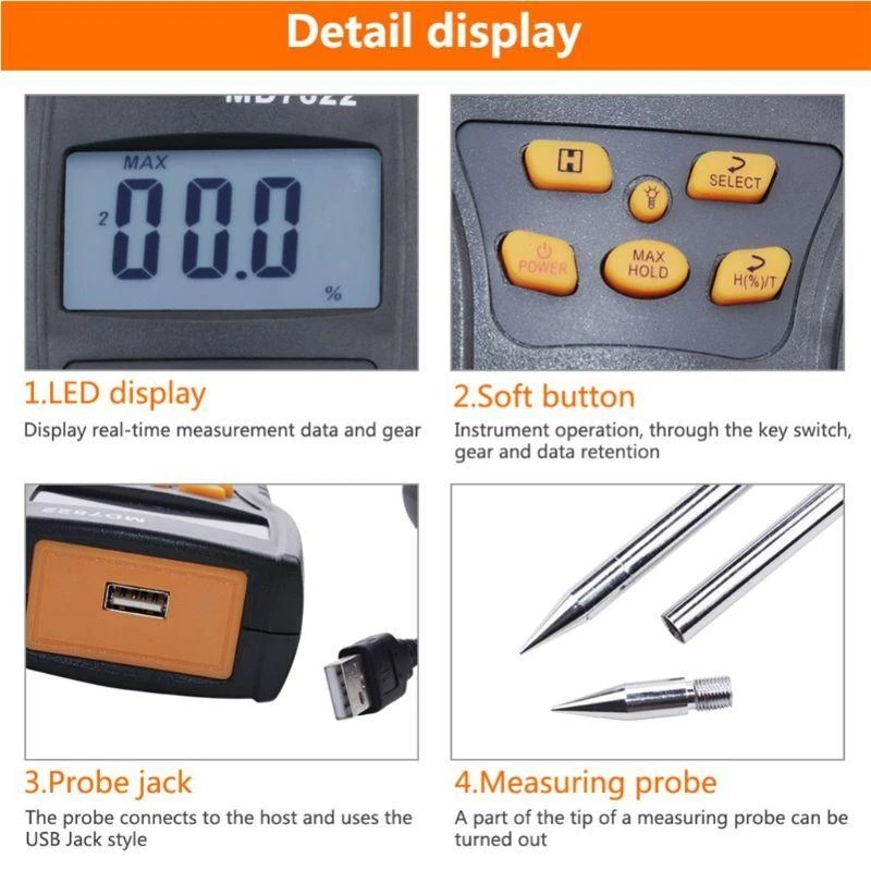 X37E LCD DisplayDigital Grain Moisture Meter MD7822 for Smart Use For Corn Wheat Rice Bean Peanut Moisture Humidity Te
