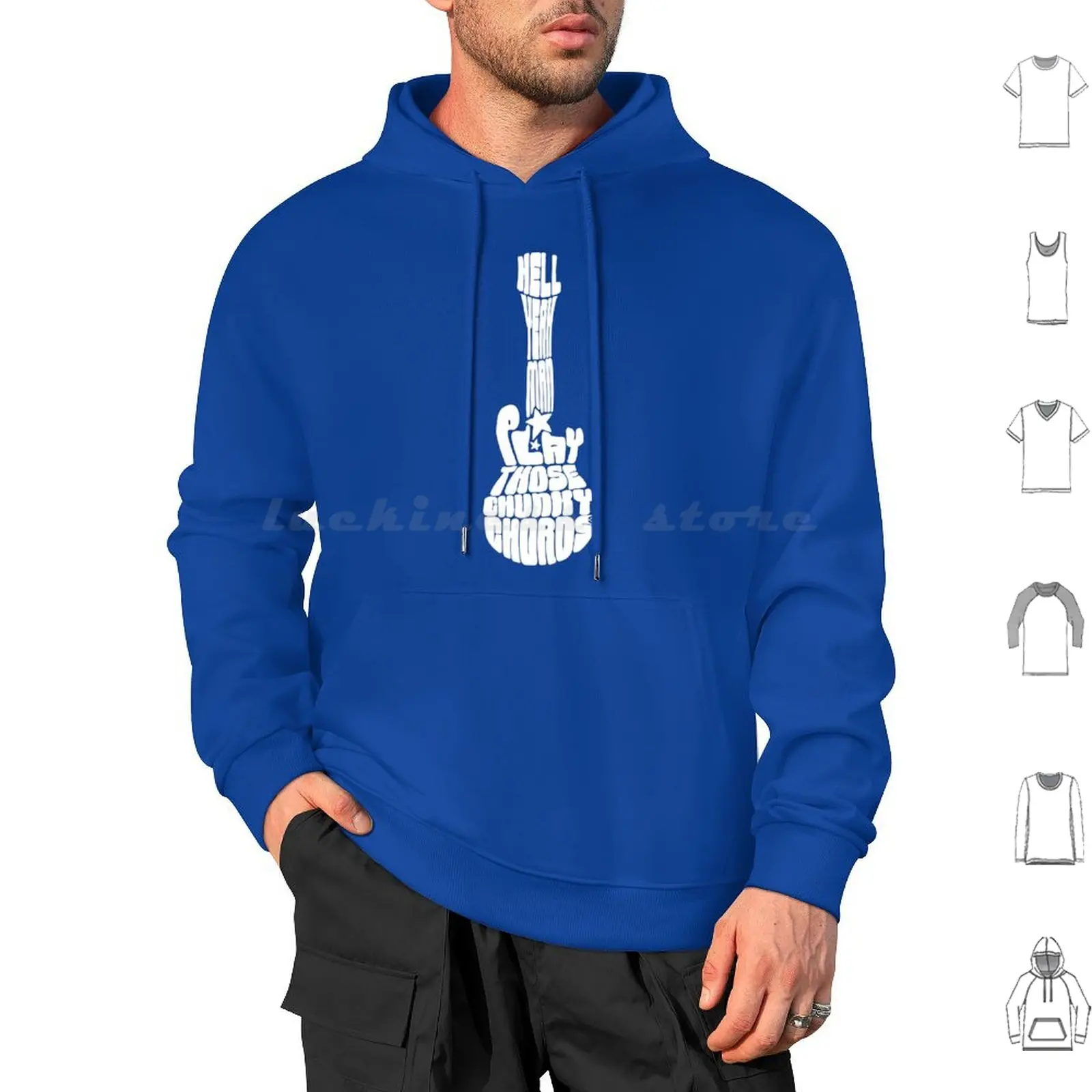 Play Those Chords White Hoodie cotton Long Sleeve Chords Guitar Instrument Man Music Play Typography White