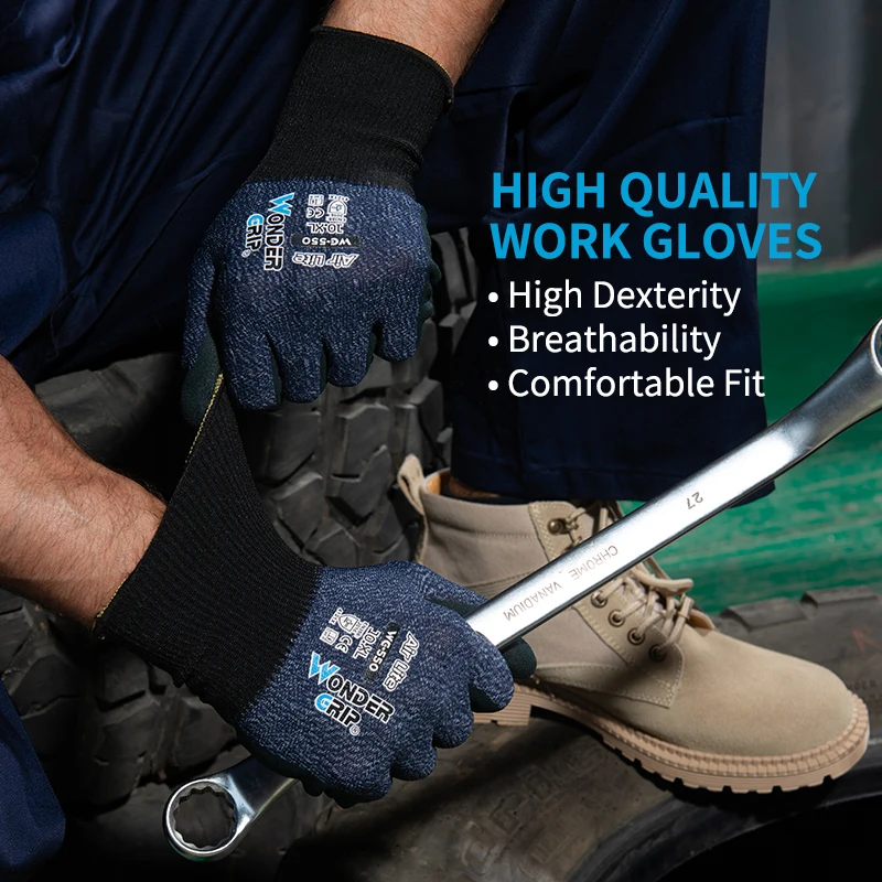 Wonder Grip 12 Pairs Foam Nitrile Coated Palm Safety Work Gloves 15-Gauge Nylon&Polyester Lining High-Dexterity Breathable