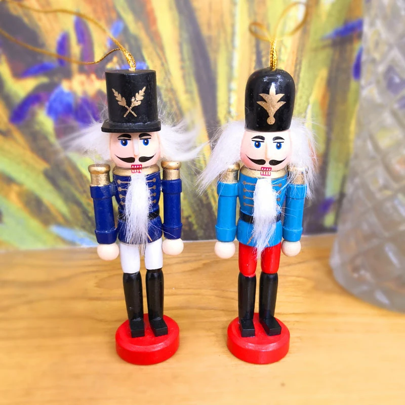 6/1Set Wooden Nutcracker Doll Soldier Miniature Figurines Vintage Handcraft Puppet New Year Christmas Ornaments Home Decoritions