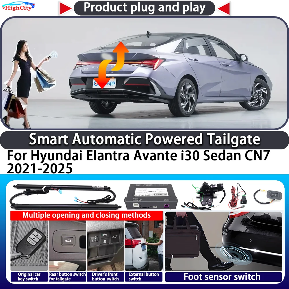 For Hyundai Elantra Avante i30 Sedan CN7 2021-2025 Smart Automatic Powered Tailgate Key Control Trunk Lift Close Power Tailgate