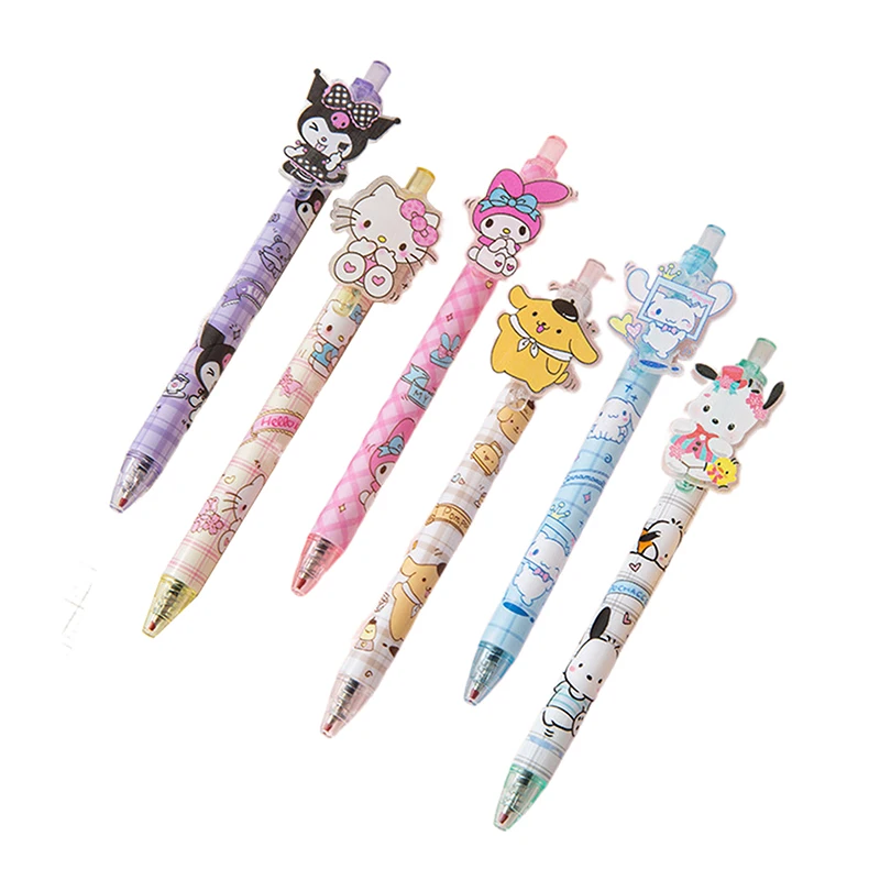 Stylos gel Sanurgente Cartoon pour étudiants, fournitures scolaires, mignon Hello Kitty Kuromi Patch souhaits, stylo melon al, outil d'écriture, Kawaii