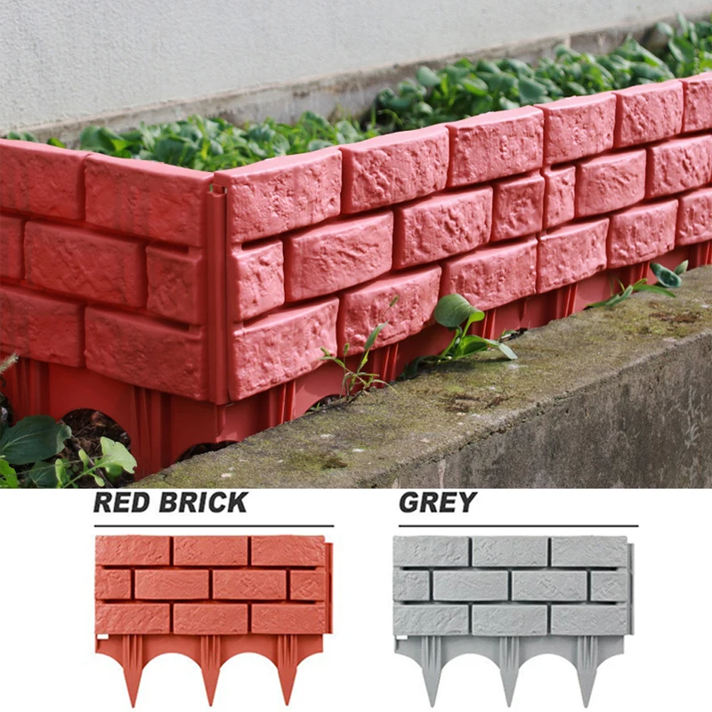 

4pcs Imitation Stone Fence DIY Garden Fence Border Garden Edging Plastic Imitation Stone Fence Panels Patio Outdoor Barrier