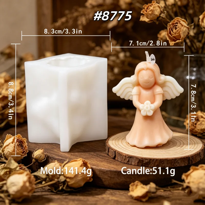 Guardian Angel Silicone Candle Mold DIY Smiling Cherub with Heart, Flower & Teddy Bear Resin Epoxy Angel Ornament Tools Home Dec - view 6