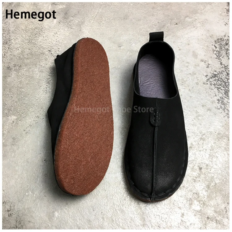 Hemegot Men's Leather Moccasins Brown 4